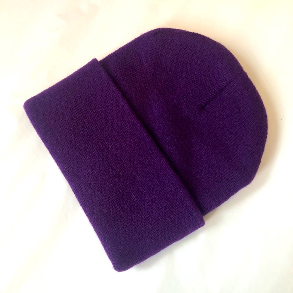 Dark purple knit beanie